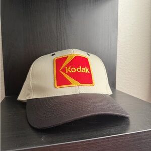 Kodak Two-Tone Patch Cap in Beige and Brown with Red Logo